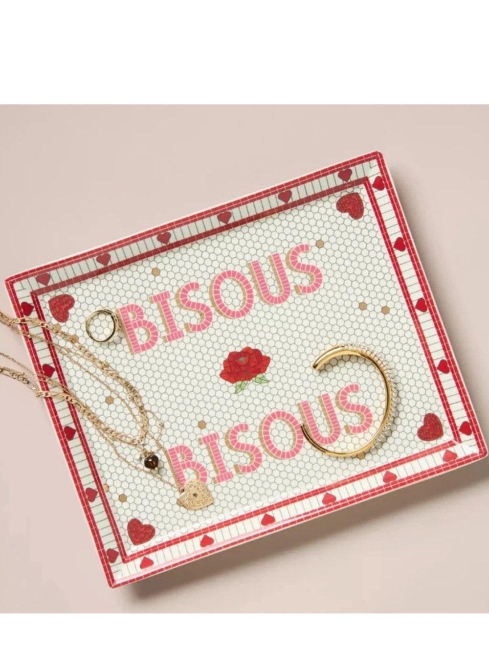 Anthropologie The Bistro Tile
Stoneware
Vanity Tray: Valentine's
Edition